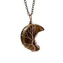 (Tiger) Necklace Natural Pendant With Moon Shape Design For Jewelry Fashion Womens