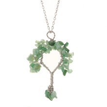 (Green Silver) Shape Alloy Tree Design Pendant Necklace With Adjustable Chain For Women