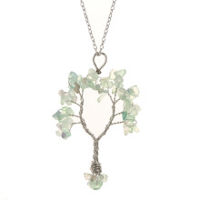 (Fluorite Silver) Shape Alloy Tree Design Pendant Necklace With Adjustable Chain For Women