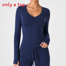 (Blue, XXXL) Sleeve Womens Long Workout Top With Breathable Material And Solid Color For Yoga