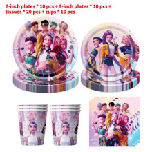 (60pcs) K Pop Demon Hunters Theme Disposable Party Set Suitable Childrens Party For
