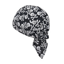 (Black Skeleton) Pirate Hat With Skeleton And Flame Print Summer Breathable Unisex Polyester Cap