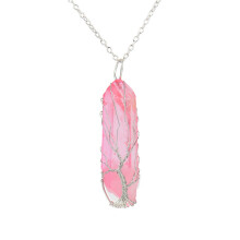 (Light Pink) Necklace With Waterdrop Silver Chain For Womens Fashion Spring Accessory