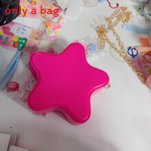(Magenta) Pvc Heartshaped Girls Jelly Bag With Star Appearance And Solid For Daily Color