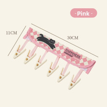 (Pink)Rack de secagem de roupas dobrável portátil com prendedores de roupa e estampa de gato hotéis para