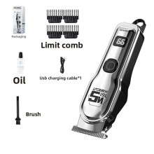 (Silver)Rechargeable Wireless Hair Clipper With Stainless Steel And Low Design Noise