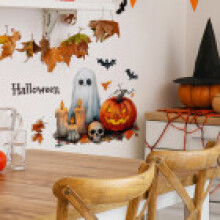 Ghost Pumpkin Halloween Candle Living Room Entrance Home Decor Wall Stickers