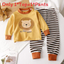 (Lion, 80cm) Childrens Sleepwear Cotton Twopiece With Cartoon And Floral Prints Toddler Comfort For