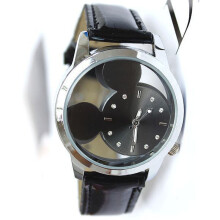 (Full Black) Mickey Children Fashion Mouse Cartoon Quartz Cute Wrist Watch Kids Gift Teens