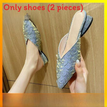 (Blue,40)Pointy Low Heels Mules With Solid Color And Satin Upper For Comfort Daily