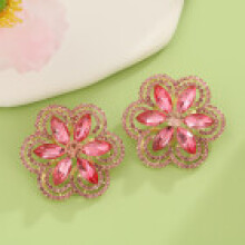 (Pink) Fresh Water Floral Drop Earrings With Crystals And Alloy For Use Versatile Daily