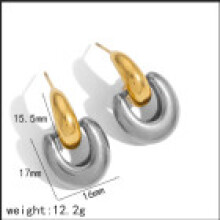(Silver Gold) Geometric Female Heart Titanium Steel Earrings With High Finish Quality Design