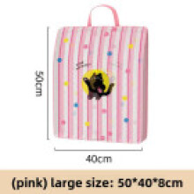 (Pink 50x40x8cm)Sac à Linge pour Vêtements avec Cartoon Rayé Chat Imprimé et Tissu Durable Maille