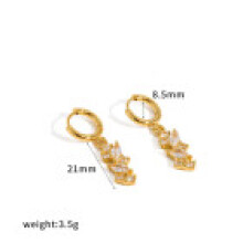 (Gold B) Luxury Stainless Light Steel Earrings Zircon Stones For Women Fashion Accessory