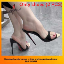 (Black Gold ,35)High Heel Hausschuhe mit Slipper Design und spitzem Design für Sommer Freizeit