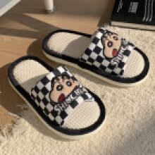 (Black, 45) Cartoon Crayon Shinchan Slipon House Shoes With Nonslip Eva Sole Seasons For All