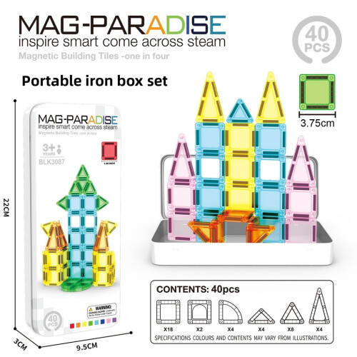 (Magnetic 40pcs)Castello delle Fiabe e Natale Puzzle Magnetico Set per Bambini Gioco Creativo