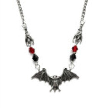 (Silver) Black Bat Gothic Jewelry With Alloy Pendant And Cross Chain For Wear Daily