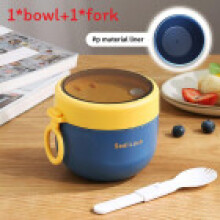 (Plastic Blue) Large Capacity Food Container With Lid And Insulation For Coffee Or Oatmeal Tea