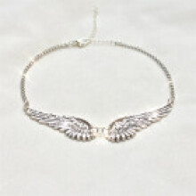 (Silver) Angel Wings Feather Pendant Necklace With Cross Chain For Fashion Ol Casual Outfits And
