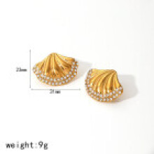 (Style C) Shell Element Natural Earrings With Gold Plating Stainless Summer Steel Fashion
