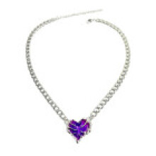 (Purple) Heart Shaped Pendant Alloy Necklace Punk Style Statement For Women Jewelry