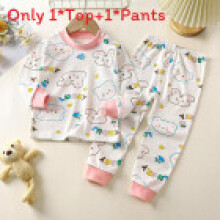 (Pink White, 80cm) Baby Unisex Cotton Pajama Suit With Long Sleeve And Pants For Indoor Comfort