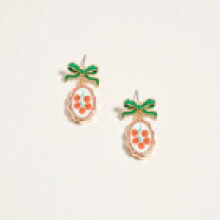 (Orange) Trendy Summer Fruit And Bow Drop Earrings With Zinc Alloy Fashion Steel Female