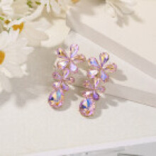(Pink) Flower Trendy Summer Jewelry Drop Earrings For Womens Wear Fashion Accessory