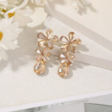 (Khaki) Flower Trendy Summer Jewelry Drop Earrings For Womens Wear Fashion Accessory