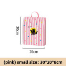 (Pink 30x20x8cm)Bolsa de lavanderia para roupas com estampa de gato listrada de desenho animado e malha de tecido durável