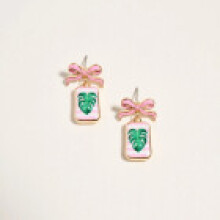 (Pink) Trendy Summer Fruit And Bow Drop Earrings With Zinc Alloy Fashion Steel Female