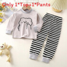 (Gray, 90cm) Baby Unisex Cotton Pajama Suit With Long Sleeve And Pants For Indoor Comfort