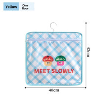 (Blue 42x40cm) Clothing Portable Hanging Storage Bag With Mesh Fabric And Print Design Cartoon