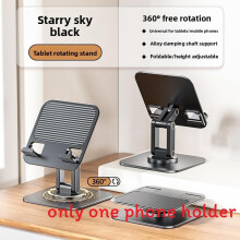 (Black) Foldable Metal Tablet Phone Support With Three Axis Rotation Video Calls For