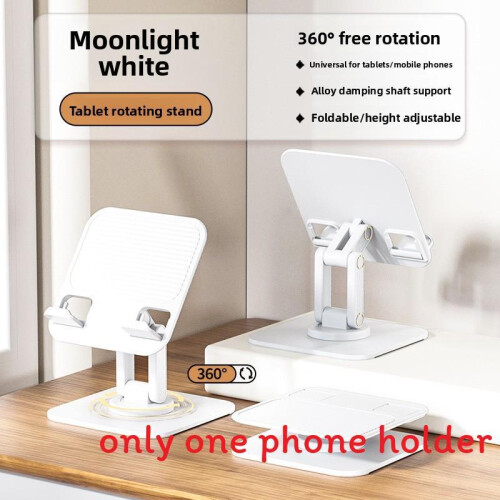 (White) Foldable Metal Tablet Phone Support With Three Axis Rotation Video Calls For
