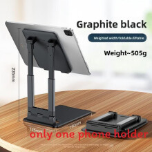 (Black) Tablet Alloy Aluminum Holder With 360 Degree Swivel And Foldable Design