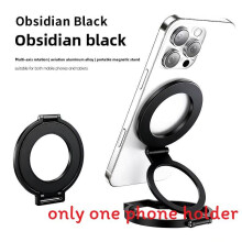 (Black) Phone Ring Magnetic Mount With Foldable Alloy Design And 360 Rotation Degree