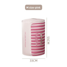 (Pink 55x33cm) Foldable Cylinder Oxford Organizer With Stripes And Letter For Prints Daily