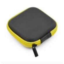 (yellow,7.5*7.5*2.5cm)Charger Data Cable Storage Bag Mini Portable Antipressure Headset Square Storage Box
