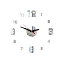 (Silver) 3d Acrylic Diy Simple Digital Wall Clock Creative Home Living Room Decoration