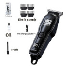 (Gray)Rechargeable Wireless Hair Clipper With Stainless Steel And Low Noise Design