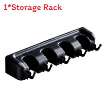 (Black 33cm)Modern Mop Broom Holder With Hooks Wall Mounted Organizer For Bathroom Kitchen Use