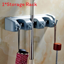 (Gray Black 26cm)Modern Mop Broom Holder With Hooks Wall Mounted Organizer For Bathroom Kitchen Use