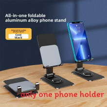 (Black) Smartphone Metal Tablet Holder With 360 Degree Rotation Height Adjustable And