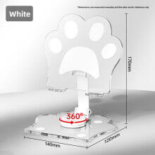 (White 17x12x14cm) Cat Cartoon Paw Foldable Phone Stand With 360 Degree Rotation Use Desk For