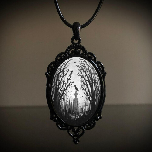(Style 8)Gothic Raven Forest Pendant Accessory With Electroplating For Stylish Office Attire