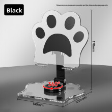 (Black 17x12x14cm) Cat Cartoon Paw Foldable Phone Stand With 360 Degree Rotation Use Desk For