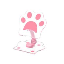 (Pink 13x12x14cm) Cat Cartoon Paw Foldable Phone Stand With 360 Degree Rotation Use Desk For