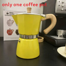 (Yellow, 150ML) Contemporary Aluminum Coffee Pot With Wooden Grip For Kitchen Use Office And